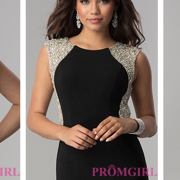 Black embellished beaded prom dress - Picture 5 of 7